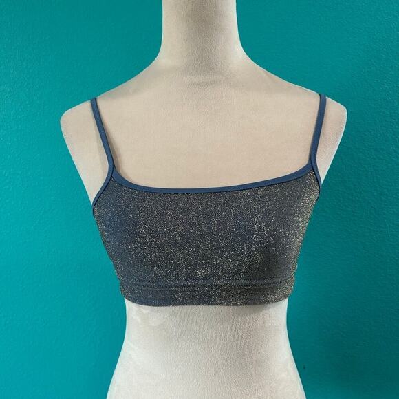 NWT Aerie Sparkle Straight Scoop Bikini Top True Blue Beach Swim Surf - Picture 2 of 5